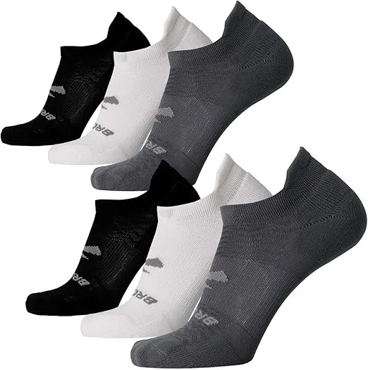 Brooks Run-In No Show Socks I Men & Women Performance Athletic Running Socks I Comfort Fit (6-Pack Set)