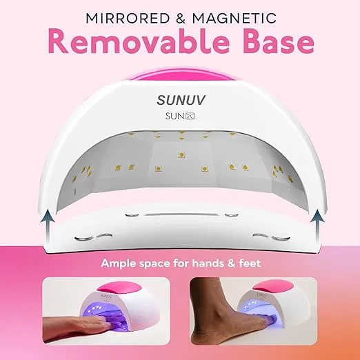 SUNUV SUN2C 48W UV Light for Nails,UV LED Nail Lamp with 4 Timer Settings,LED Nail Light Compatible with All Gel Types, Quick Drying Nail Dryer Pink