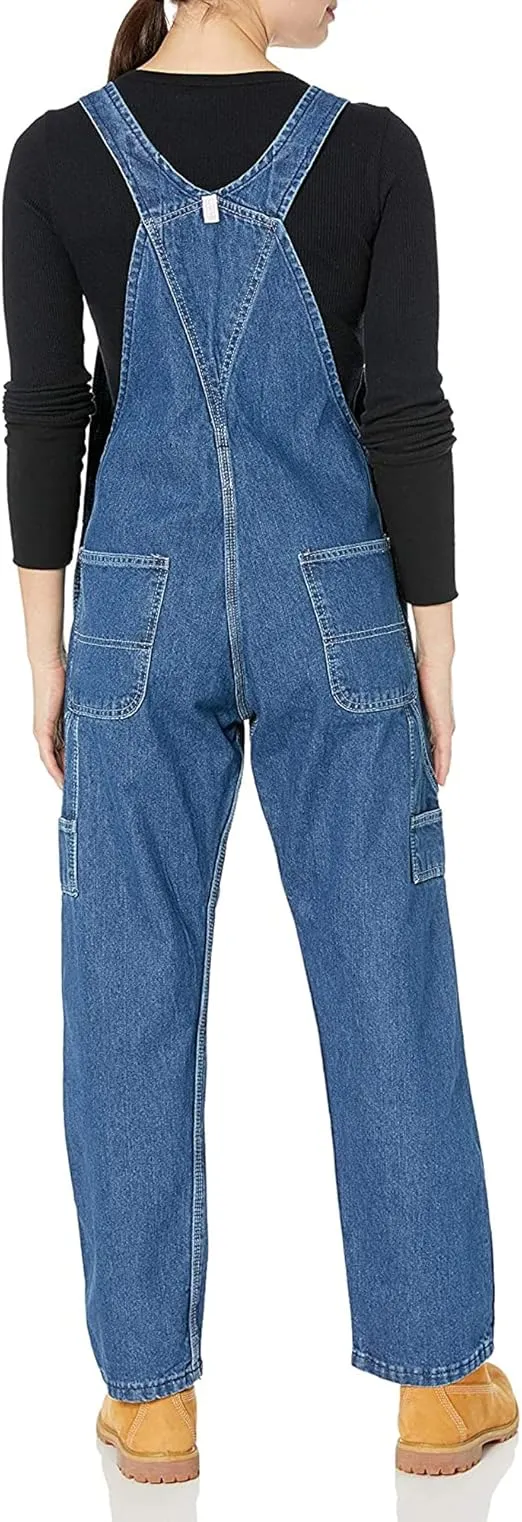 Key Apparel Women's Enzyme Washed Denim Bib Overalls