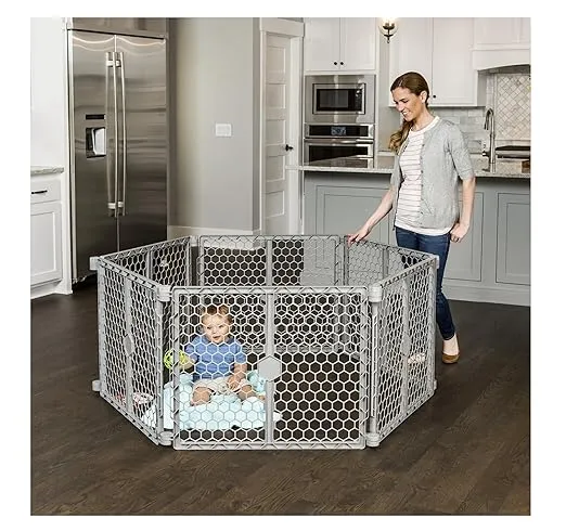 Regalo Plastic 192-Inch Super Wide Adjustable Baby Gate and Play Yard, 2-In-1, Bonus Kit, Includes 4 Pack of Wall Mounts-4 Count (Pack of 1)