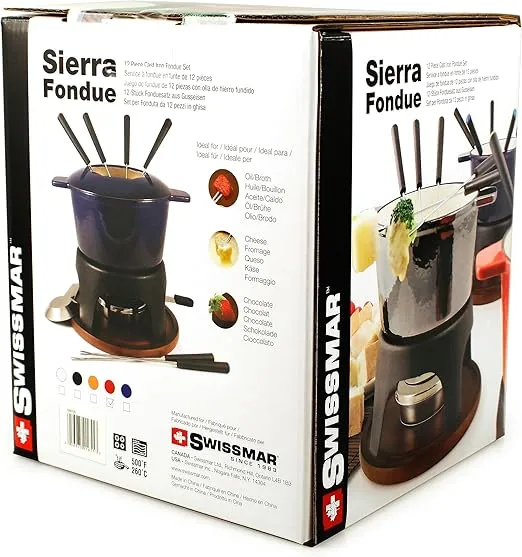Swissmar Sierra 11 Piece Cast Iron Fondue Set - Metallic Black