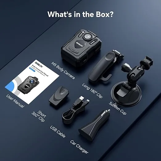 BOBLOV 2K 64GB Body Camera, M5 1440P Body Mounted Cam, Body Cam Built-in 4200MAH Battery for 12Hours Record, IP67 Waterproof, with Night Vision for Law Enforcement, Delivery(64GB NO GPS Version)
