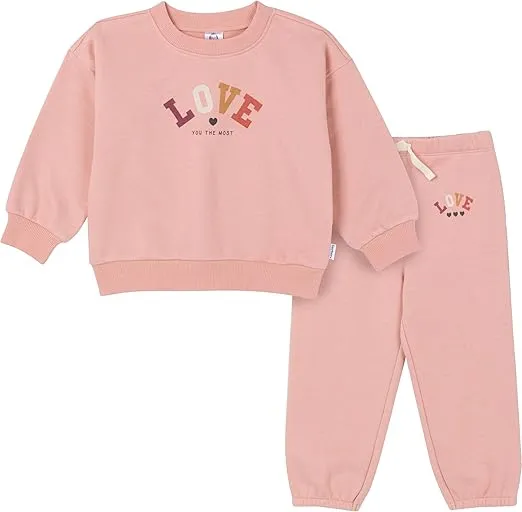 Gerber Baby Girls' Toddler 2-piece Fleece Sweatshirt and Jogger Set