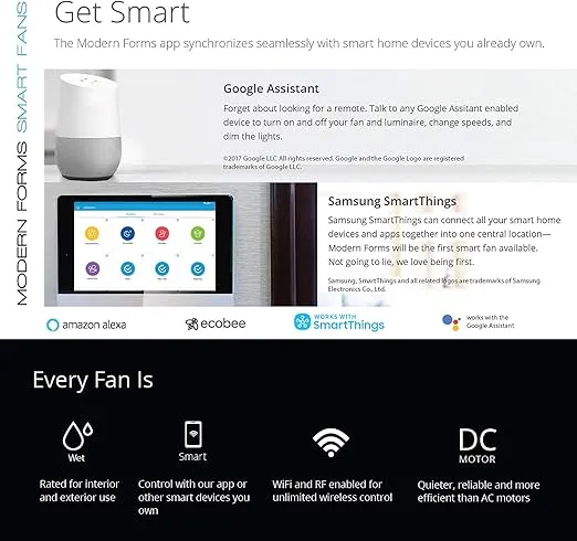 Axis Smart Indoor and Outdoor 3-Blade Ceiling Fan 44in Matte Black with 3000K LED Light Kit and Remote Control works with Alexa, Google Assistant, Samsung Things, and iOS or Android App