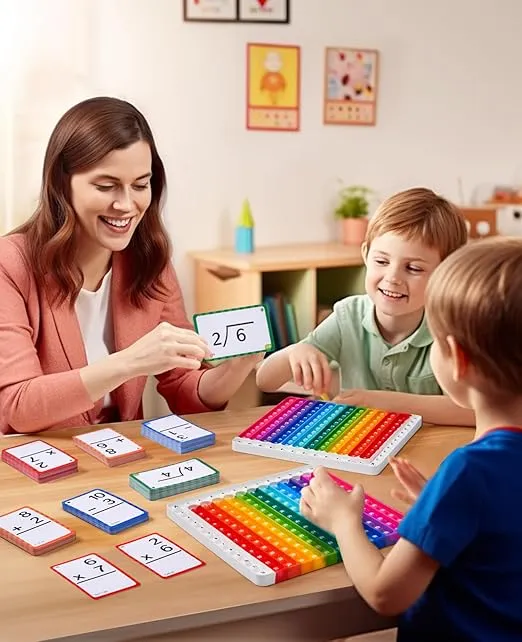 Math Flash Cards + Pop Fidget Chart,Math Games for Kids Ages 4-8, Addition, Subtraction, Division, Multiplication Flash Cards-Math Manipulatives Kindergarten, 1st, 2nd, 3rd, 4th, 5th, 6th Grade