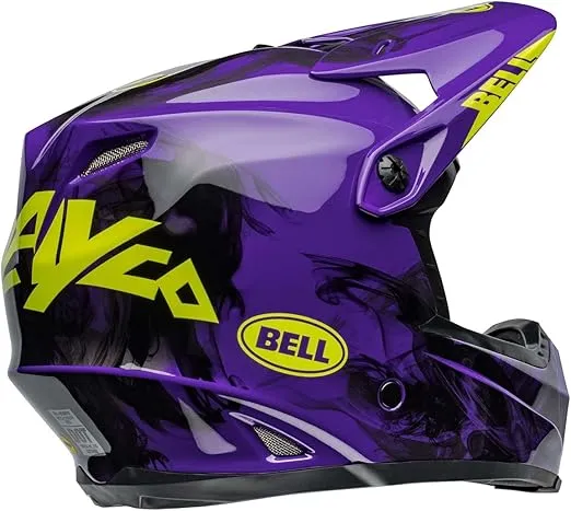 BELL Moto-9 Mips Youth Helmet (Gloss Slayco 24 Purple/Hi-Vis Yellow - Small/Medium)