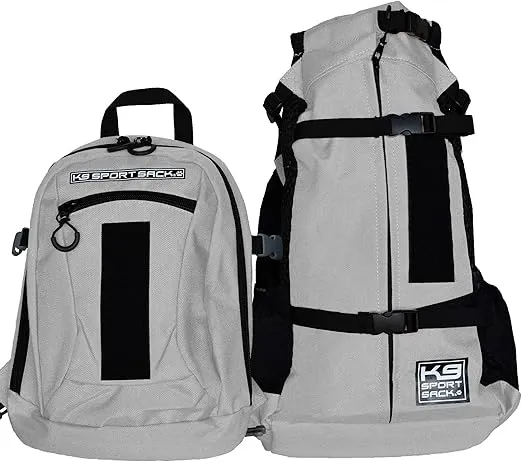 K9 Sport Sack | Adjustable Dog Carrier Backpack (Large, Plus 2 - Light Grey)