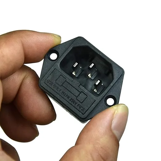 AC 250V 15A IEC320 C14 Male Power Cord Inlet Socket with Fuse Holder,3Pin Inlet Module Power Connector Socket with 3pcs Wires(Pack of 2)