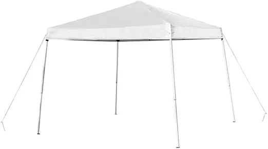 Flash Furniture Harris 8'x8' White Outdoor Pop Up Event Slanted Leg Canopy Tent with Carry Bag