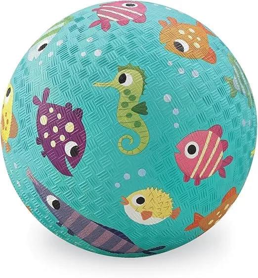 Crocodile Creek Playground Ball - Durable Rubber Ball for Kids Ages 3 and Up - Bouncy Inflatable Ball for Kickball, Indoor Games, and Outdoor Sports - PVC-Free - Fish - 5-inch Diameter