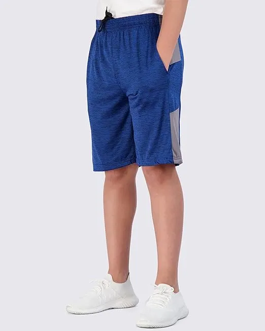 Real Essentials 5-Pack Youth Dry-Fit Active Athletic Basketball Gym Shorts with Pockets Boys & Girls
