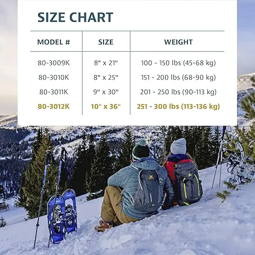 Yukon Charlie's Advanced Snowshoe Kit, Includes Snowshoes, Trekking Poles and Travel Bag