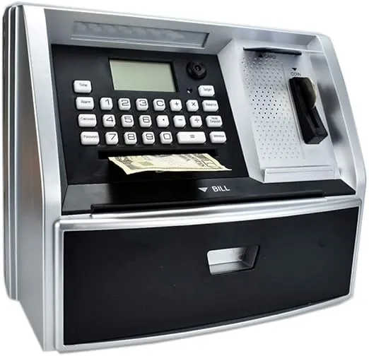 Toy Talking ATM Bank ATM Machine Savings Piggy Bank for Kids with Extended USB Ports for Accessories (Lamp Hot)