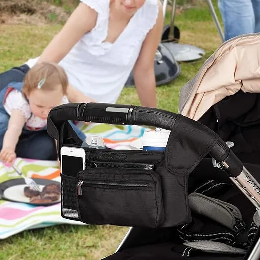 Momcozy Universal Stroller Organizer with Insulated Cup Holder Detachable Phone Bag & Shoulder Strap, Fits for Stroller like Uppababy, Baby Jogger, Britax, BOB, Umbrella and Pet Stroller