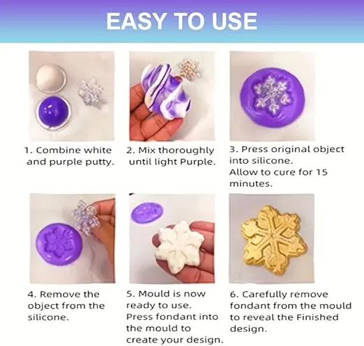 Silicone Putty,1LB/454G Silicone Mold Making Kit,Easy 1:1 Mixing Ratio Fast Cured Molding Putty for Casting,Non-Toxic,Strong&Flexible,Reusable Silicone Molds,Resin Molds,Soap Molds(Purple)