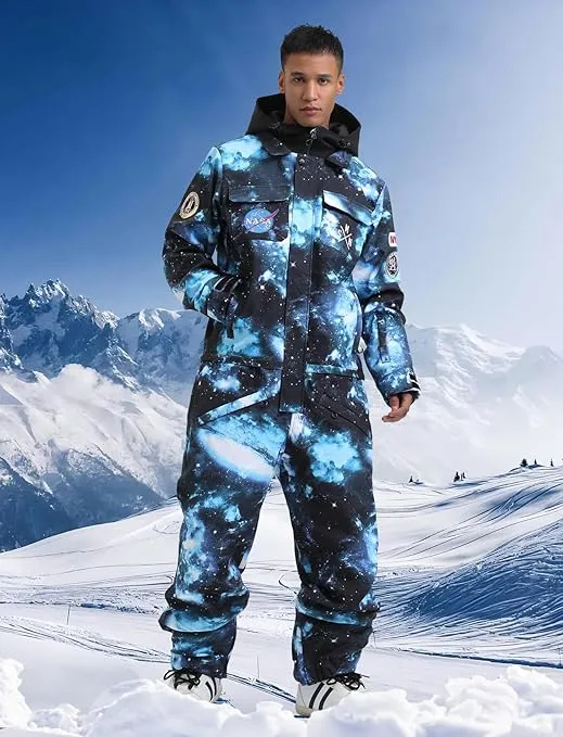 GSOU SNOW Ski Suits Women Men One Piece Snow Suits Waterproof Windproof Men Snowsuit Insulated Ski Jumpsuit for Snow Sports