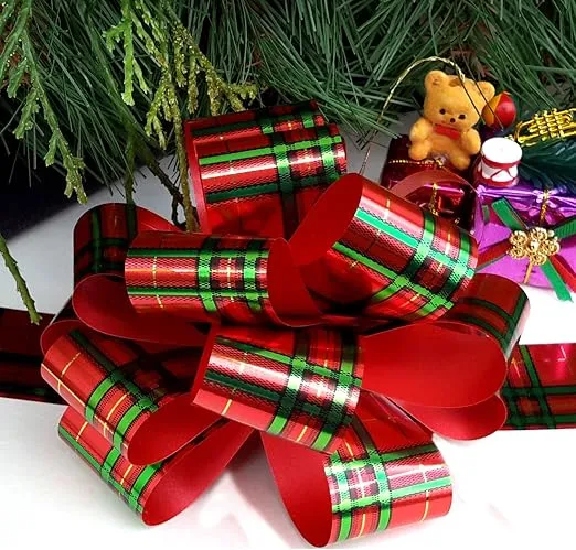 Christmas Gift Pull Bows - 5" Wide, Set of 9, Red, Green, Gold, Stripes, Swirls, Gift Bows, Christmas Presents, Birthday, Boxing Day, Hanukkah, Wreath, Swag, Christmas Tree, Fundraiser