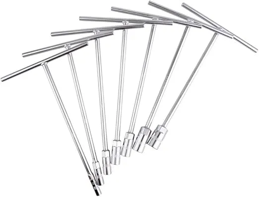 TUSK Deep Socket T-Handle Wrench Set 7-pack 6-Point Socket 8mm, 10mm, 12mm, 13mm, 14mm, 17mm, 19mm Chrome Vanadium Steel Nickel-Pewter Finish