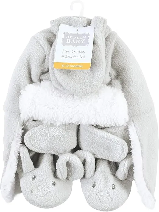 Hudson Baby Girls' Trapper Hat, Mitten and Bootie Set