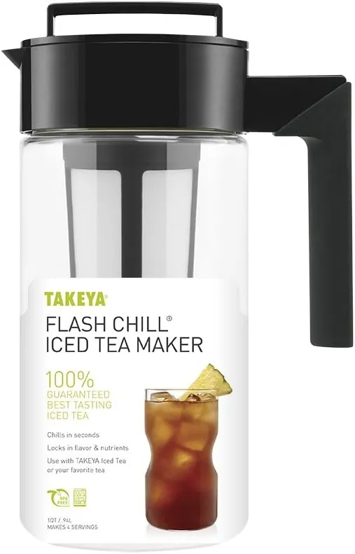 Takeya Premium Quality Iced Tea Maker with Patented Flash Chill Technology Made in the USA, BPA Free, 1 Quart, Black