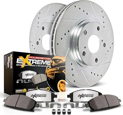 Power Stop K2020-36 Front Z36 Truck & Tow Brake Kit, Carbon Fiber Ceramic Brake Pads and Drilled/Slotted Brake Rotors