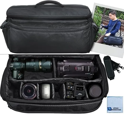 Extra Large Soft Padded Water Resistant Camcorder Equipment Gadget Bag/Case for Canon XA10, XA20, XA25, XH-G1s, XL2 and More Cameras Camcorders and DSLR