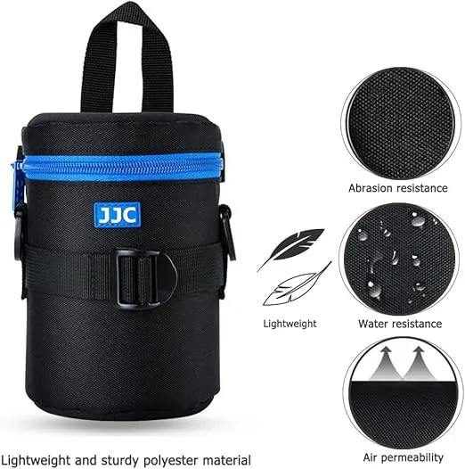 JJC Deluxe Lens Case Pouch Bag for Canon EF-S 17-55mm/17-85mm,EF 35mm f2, RF 85mm f2 Macro, Nikon AF-S 18-200mm/18-105mm/18-300mm/55-200mm, Fujifilm XF 56mm f1.2 R & More Lens Below 3.1" x 5.3"(D x L)