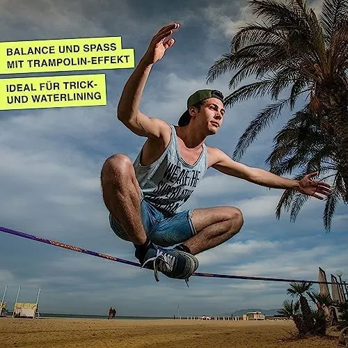 GIBBON SurferLine Slackline with TreeWear - Waterline & Trickline 98ft Slack Line (90ft line + 8ft Ratchet Strap with Reinforced Loop), 2" Line