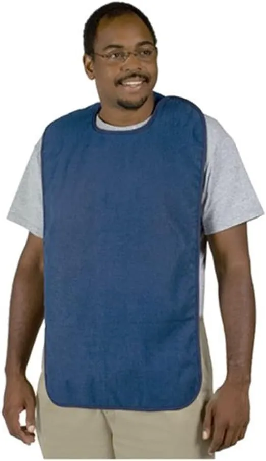 DMI Terry Cloth Adult Bib for Eating, Bibs for Men & Women, Adult Bibs for Eldery, Mealtime Clothing Protector, Washable, Blue