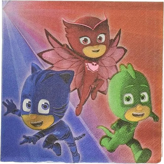 Amscan PJ Masks Beverage Paper Napkins - 5" x 5" | Multicolor | Pack of 16