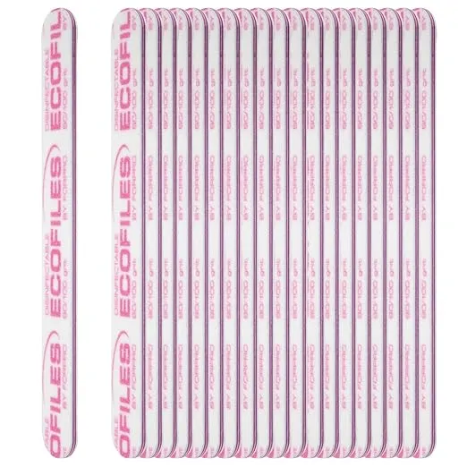 ForPro Professional Collection ECOFILES, Eco-Friendly Manicure and Pedicure Foam Board Nail File, 80/100 Grit, Pink, 20-Count