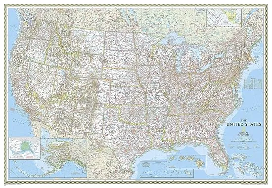National Geographic United States Wall Map - Classic (Enlarged: 69.25 x 48 in) (National Geographic Reference Map)