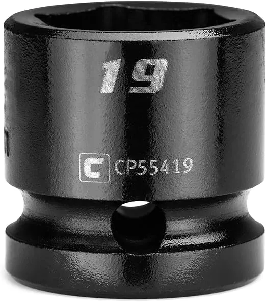 Capri Tools 19 mm Stubby Impact Socket, 1/2 in. Drive, 6-Point, Metric