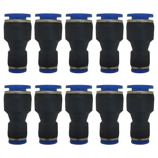 zjxed 1/4" OD x 3/8" OD Pneumatic quick Connector Push to Connect fittings Straight reducer Union/Coupler (Pack of 10)