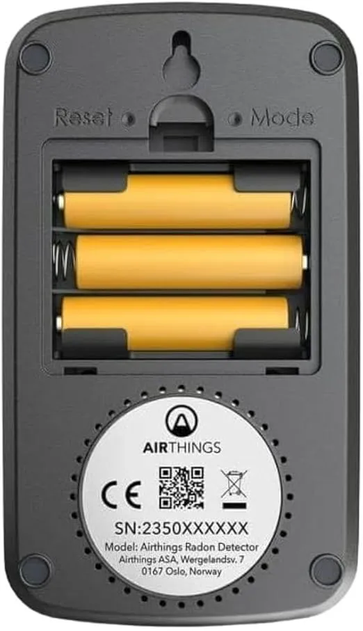 Airthings Corentium Battery-Operated Lightweight Digital Home Radon Detector with LCD Display for Continuous and Long-Term Monitoring