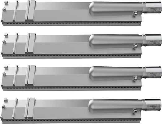 VEVOR Grill Burners, Stainless Steel BBQ Burners Replacement, 4 Packs Grill Burner Replacement, Flame Grill with 15.9" Length Barbecue Replacement Parts with Evenly Burning for for Premium Gas Grills