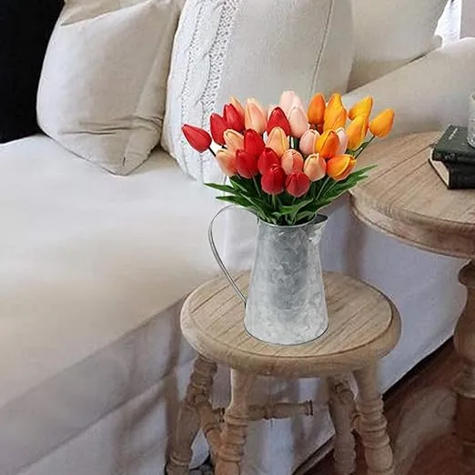 10 Pcs Pink Tulips Artificial Flowers Real Touch Fake Tulips Fake Flowers for Mother's Day 13.5" Faux Tulips Faux Flowers Bulk Artificial Tulips Flowers for Vase Centerpieces Home Wedding Bouquet