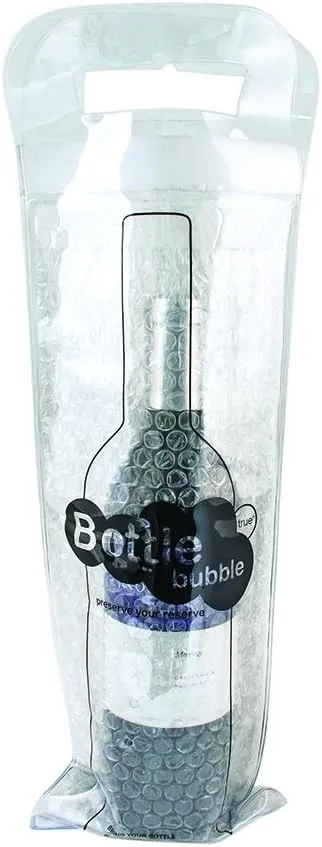 True Bottle Bubble Protector for One Bottle - Reusable Liquor Pouch Bag for Travel, Sealable Wine Shipping Bubble Wrap, Packing Sleeve Carrier for Magnum, Champagne Bottles