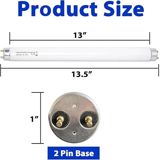 6 Pack T8F10W BL 10W Replacement Bulbs T8 10 Watts Fluorescent Tube for 20W Device 13 Inch 365-nm Black Light