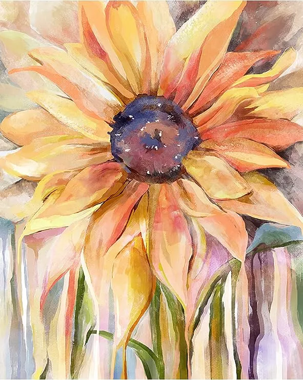 Slody Paint by Number for Adults DIY Flowers Oil Numbers Painting on Canvas Sunflower Acrylic Drawing Paintwork Art Crafts Without Frame,16x20 Inch