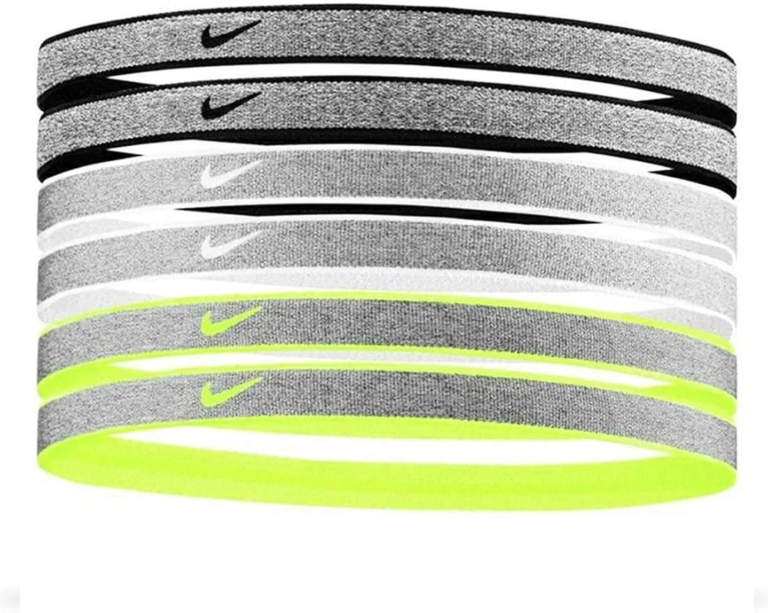 Nike Heathered Headbands 6PK Black/White/Volt OSFM