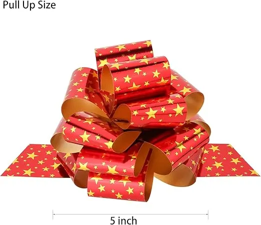 12PCS Christmas Wrap Pull Bows with Ribbon 5” Wide Wrapping Accessory for Xmas Present, Gift, Florist, Bouquet, Basket(12PCS)