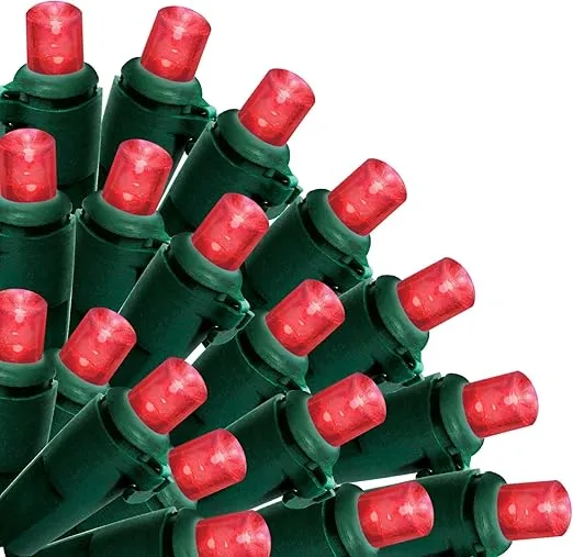 Brite Star 50 Lt Micro Mini LED Lights, Red, Green Wire