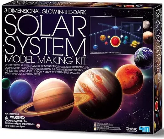 4M 3D Glow-in-the-Dark Solar System Mobile Making Kit - DIY Science Astronomy Learning Stem Toys Educational Gift for Kids & Teens, Girls & Boys