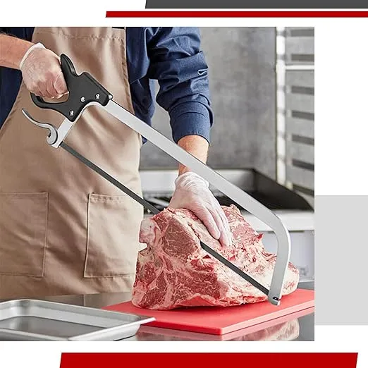 Butcher Saw Meat and Bone, Professional Meat Processing Saw with 22 Inch Stainless Steel Blade, Quick Release Black Tightening Cam Comfort Handle, for Household, Processed Livestock and Game