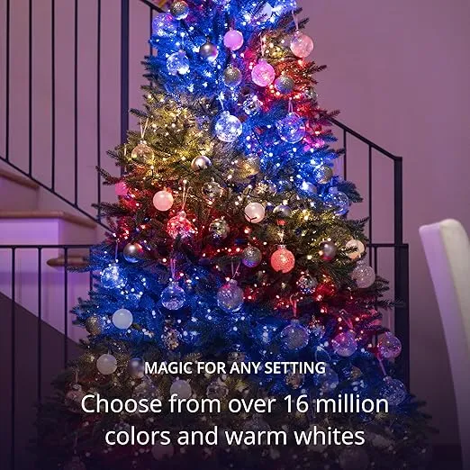 Twinkly Strings 400 LED RGB+Warm White, LED Light String, in- and Outdoor Smart Multicolor LED Lights, Christmas Lights, Mappable LEDs, Compatible with Alexa, and Google Home, IP44, Green Wire, 105ft