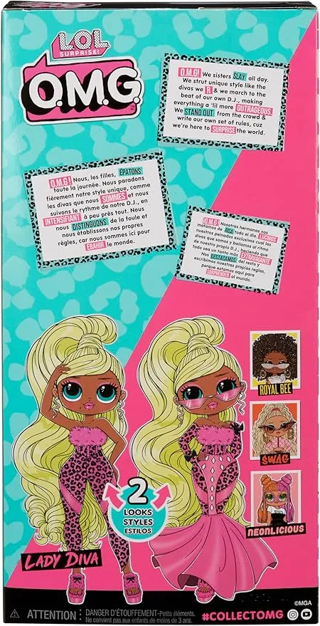 LOL Surprise OMG Lady Diva Fashion Doll with Multiple Surprises Including Transforming Fashions and Fabulous Accessories – Great Gift for Kids Ages 4+