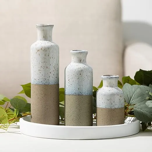Sullivans Ceramic Vase Set, Farmhouse Decor, Home Decor, Decorative Vase, Vases for Your Kitchen, Bedroom, Office, Living Room, Bathroom, & Shelf Decor, Centerpiece Table Decorations (CM2946)