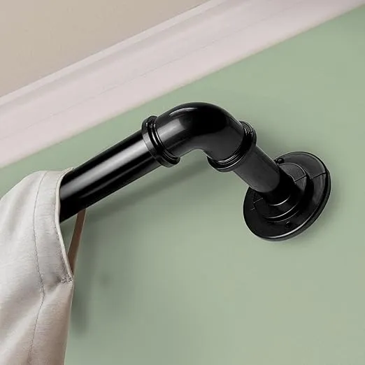 Rod Desyne BOT100-282 1 inch Blackout 28-48 inch-Black Single Curtain Rod Set
