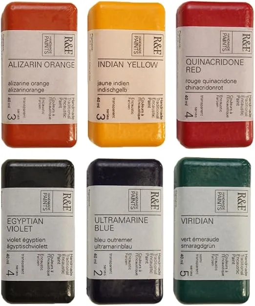 R&F Handmade Paints - Professional Encaustic Paint - Translucent Colors, Set of 6 40ml